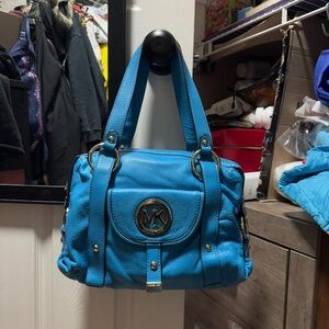 MICHAEL KORS Fulton Pebbled Leather Large Satchel Purse in color Summer Blue